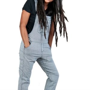 Striped Gray Overalls for Women